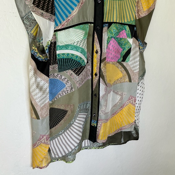 Etro Milano Silk Top Women’s Size 42 Multicolor Patchwork Print IT 42 (US 6–8) - Picture 4 of 7